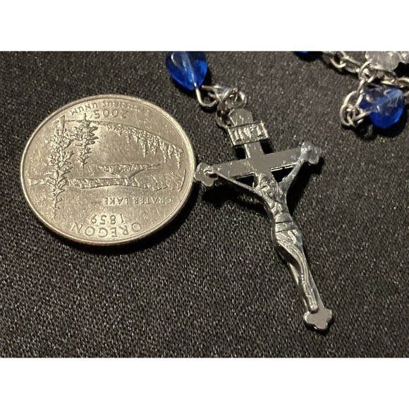 42in Rosary Blue Heart Shaped Beads - Picture 6 of 6